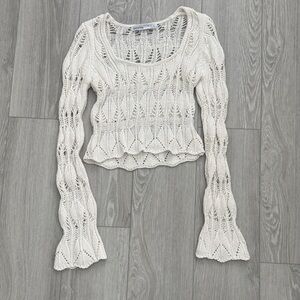 Bershka Cream Knit Asymmetrical Skirt